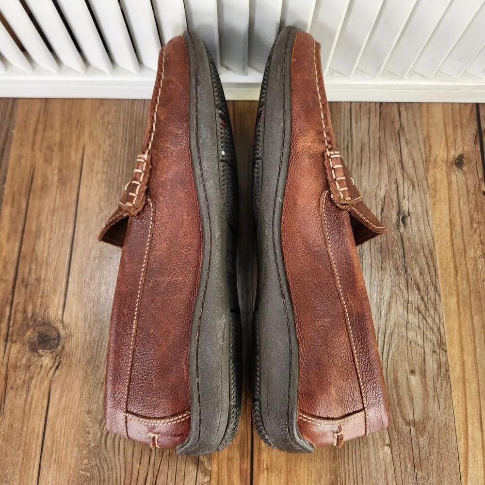 Johnston & Murphy Fowler Penny Loafer Mens Sz 9.5M Brown Leather Sheepskin Shoes